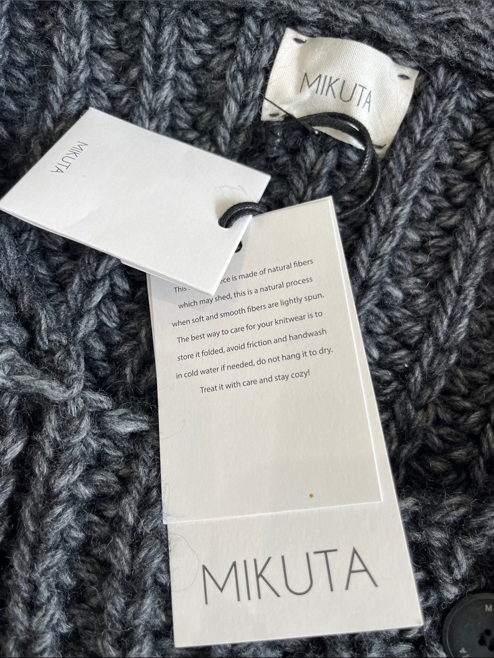 MIKUTA Dark Grey Long Knit Cardigan Alpaca Wool Oversized M/L NWT Made Portugal - Picture 5 of 14